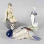 Six Royal Copenhagen porcelain figures, the first modelled as The Little Mermaid seated upon a rock,