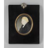 A 19th century painted portrait miniature upon ivory panel, head and shoulder study of a gentleman