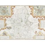 A framed and glazed John Speed Staffordshire hand coloured engraved map, 'Stafford, Countie and