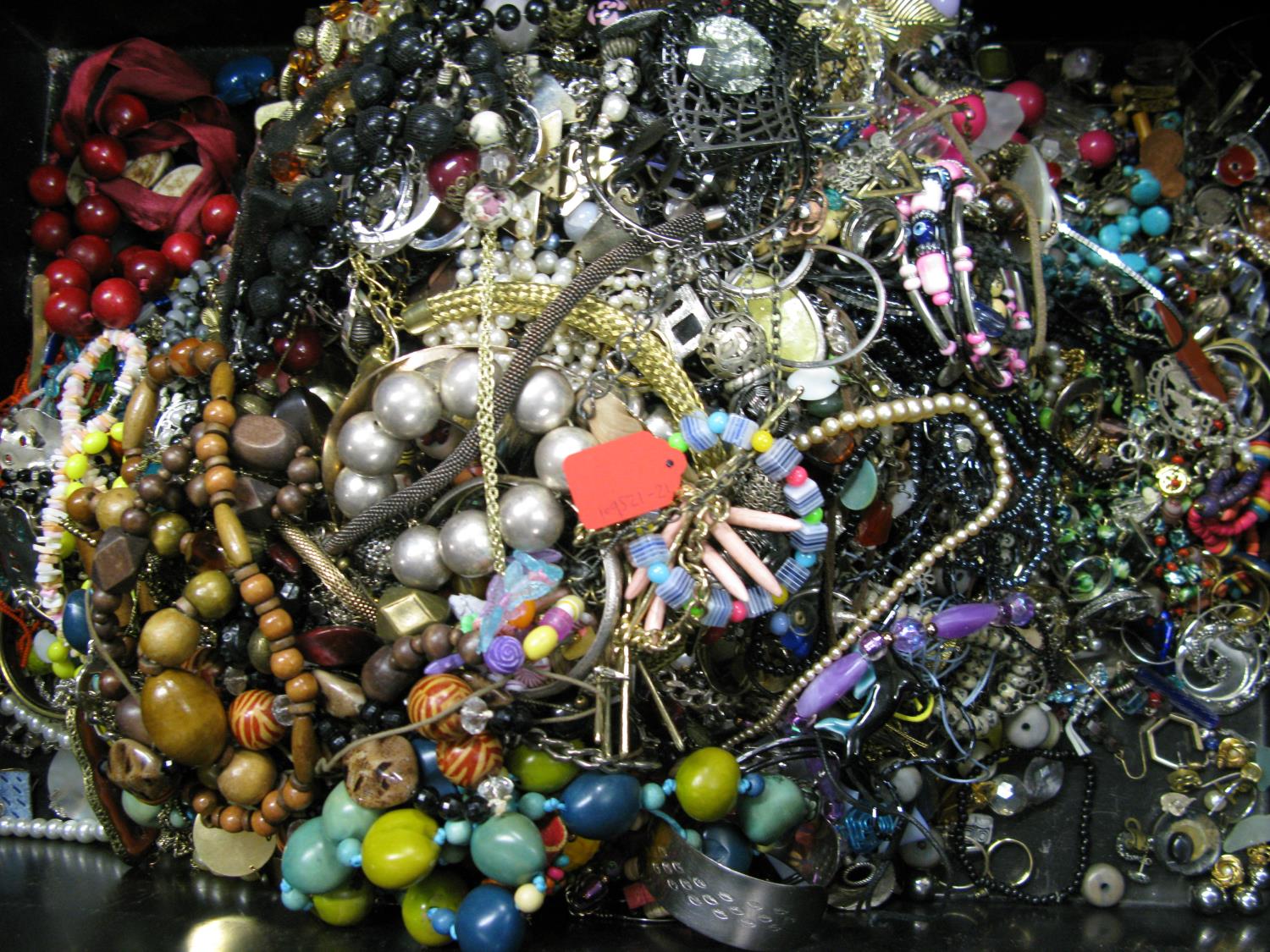 A bag containing a large quantity of costume jewellery. Many AF. Weight approximately 11kg. Due to - Image 2 of 2