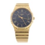 LONGINES - a gentleman's bracelet watch. Gold plated case. Reference 4841950, serial 19090507.