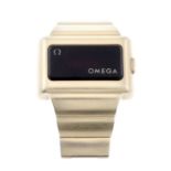 OMEGA - a gentleman's digital bracelet watch. Gold plated case with stainless steel back. Digital