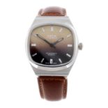 ORIS - a gentleman's wrist watch. Stainless steel case. Signed manual wind calibre 96. Brown dial.