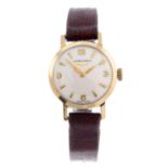 LONGINES - a lady's wrist watch. 9ct yellow gold case, hallmarked London 1959. Numbered 13446.