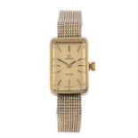 OMEGA - a lady's De Ville bracelet watch. Gold plated case with stainless steel case back. Signed