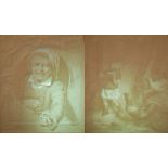 Two 19th Century KPM Berlin lithophane panels, the first of a man leaning forward to offer snuff,