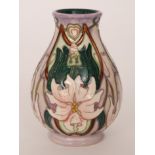 A Moorcroft Pottery Blakeney Mallow pattern vase designed by Sarah Brummell-Bailey, impressed marks,