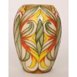 A Moorcroft Pottery Design Trial vase decorated with stylised foliage and flowers, impressed mark,