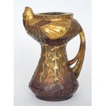 Amphora - An early 20th Century Jugendstil flower jug decorated with a peacock type bird to the