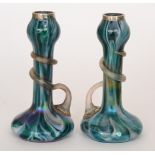 Rindskopf - A pair of early 20th Century Continental Art Nouveau vases of compressed globe and