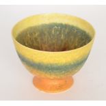 Ruskin Pottery - A 1930s crystalline glazed footed bowl decorated in yellow to green to orange,