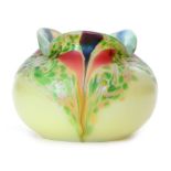 Kralik - An early 20th Century Crocus pattern vase of squat ovoid form to a triform folded neck