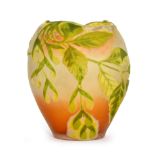 Emile Galle - An early 20th Century cameo glass vase of compressed ovoid form with a tooled rim,