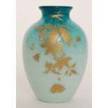 A late 19th Century Harrach vase of shouldered form cased in a dye away pale to white with opal