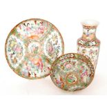 Three pieces of late 19th to early 20th Century Chinese famille rose comprising a high sided bowl