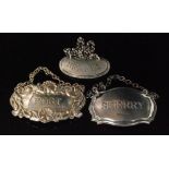 A hallmarked silver decanter label for 'Brandy', Sheffield 1901,