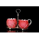 A late 19th Century strawberry set attributed to Stevens & Williams,