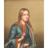 ITALIAN SCHOOL (LATE 19TH CENTURY) - Portrait of a lady wearing a blue dress and shawl,