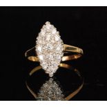 An 18ct hallmarked diamond cluster ring,