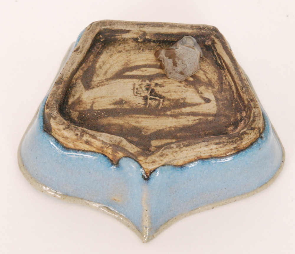 Three pieces of post war Chinese studio pottery comprising a footed bowl, - Image 6 of 7