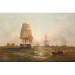 WILLIAM CALCOTT KNELL (1830-1880) - The British fleet at sunset, oil on canvas,