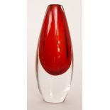 A 1950s Afors sommerso vase designed by Ernest Gordon the suspended deep ruby core cased in clear