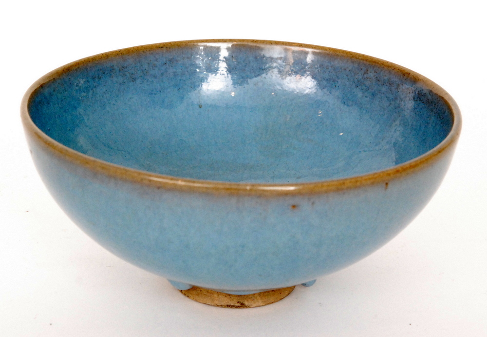 Three pieces of post war Chinese studio pottery comprising a footed bowl, - Image 2 of 7