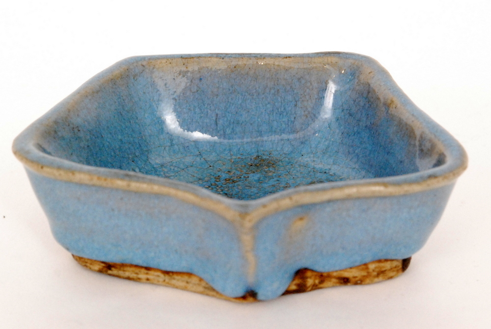 Three pieces of post war Chinese studio pottery comprising a footed bowl, - Image 3 of 7