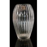 A 1930s Orrefors clear cut crystal glass Triton vase designed by Edward Hald of swollen ovoid form