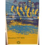 A lithographic poster for 1972 Munich Olympic Games, framed, 83cm x 53.