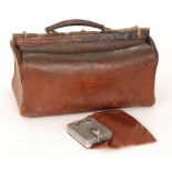 A True time brown leather lockable bookmakers bag together with a leather Gladstone type bag (2)