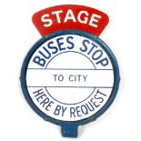A second quarter 20th Century Midlands circular enamelled bus sign,