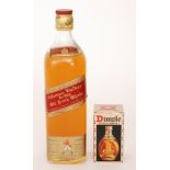 A 1970s or earlier un-opened bottle Johnnie Walker red label whisky and a miniature boxed dimple
