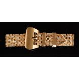 A 1970s hallmarked 9ct strap bracelet,