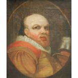 ENGLISH SCHOOL (EARLY 19TH CENTURY) - Falstaff, bust length, oil on canvas, a painted oval, framed,