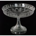 A 19th Century Richardsons clear crystal glass taza with a shallow dish form bowl raised to a