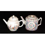 A 19th Century Chinese teapot of silver form enamel decorated with hand painted figures (possibly a