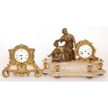 A 19th Century French gilt mantle clock with eight day spring driven movement mounted with a