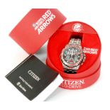 A Citizen Eco Drive Red Arrows Skyhawk gentleman's titanium and stainless steel wrist watch with