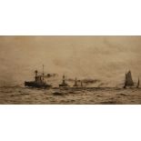 WILLIAM LIONEL WYLLIE, RA (1851-1931) - 'Atlantic Fleet coming into Portsmouth Harbour', etching,