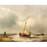 ENGLISH SCHOOL (19TH CENTURY) - A fishing boat and other vessels off a headland, oil on panel,