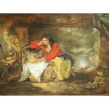 FOLLOWER OF THOMAS FAED, RA (1826-1900) - Mother and baby in a cottage interior, oil on canvas,