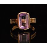 An early 20th Century Continental single stone amethyst ring,