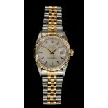 A mid size stainless steel Rolex Oyster Perpetual Datejust bracelet watch,