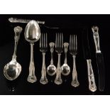 A 1970s hallmarked silver forty five piece King's pattern cutlery set composed of six dinner knives,
