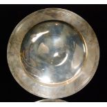 A hallmarked silver Armada dish of plain circular outline, weight 17.