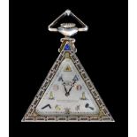 An early 20th Century Continental silver Masonic crown wind triangular pocket watch,