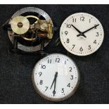 A 1950s Gents timing clock lacking case together with a small Gents oak cased master clock,