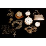 A small parcel lot to include a Victorian hallmarked silver key wind centre seconds chronograph,