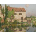 DAVID GAULD,RSA (1866-1939) - River landscape with mill, oil on canvas, signed, framed,